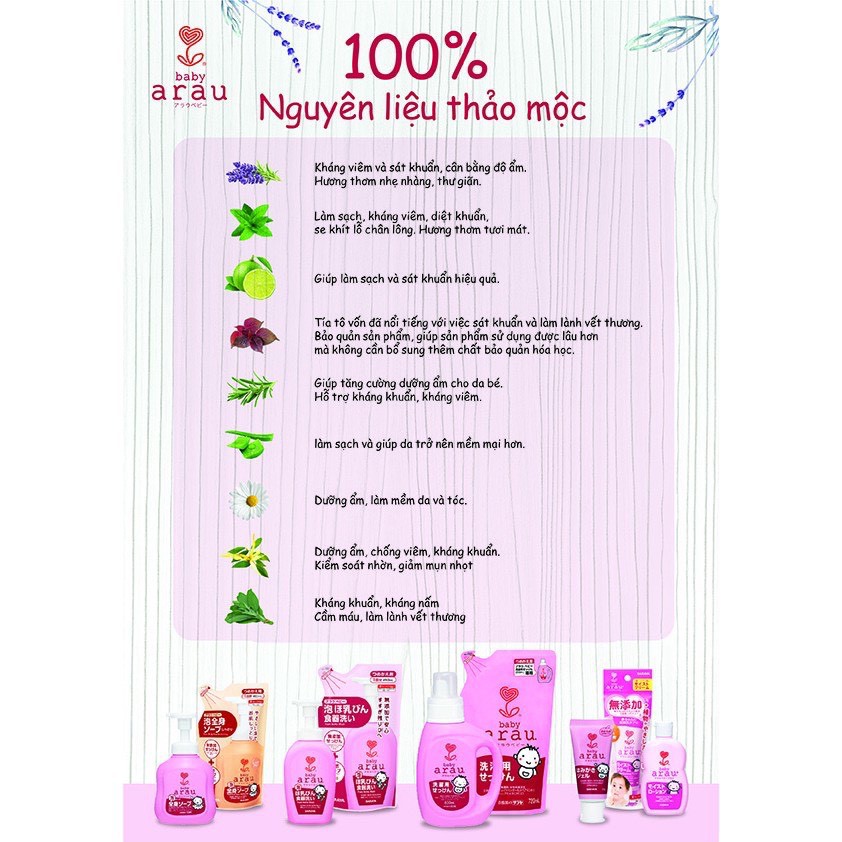 Nước giặt cho bé Arau Baby bình 800ml