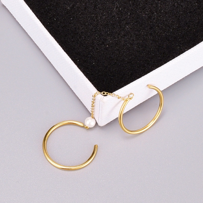 Bộ 2 Nhẫn Titan Nối Dây Đeo Nhiều Kiểu Titan Ko Đen TT 3872 - màu vàng free size