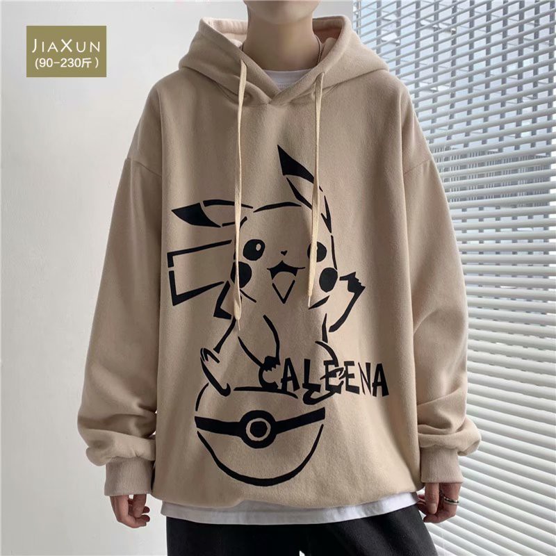 Men's Korean Warm Sweater Pokémon Cartoon Pikachu Print Fashion Hoodie Couple Hooded Sweater | BigBuy360 - bigbuy360.vn