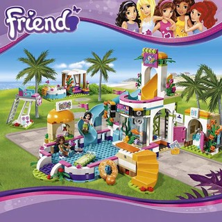 xả hết hàng - Bộ lắp ráp kiểu lego friends - Bể bơi thành phố cùng mùa hè của Martina
