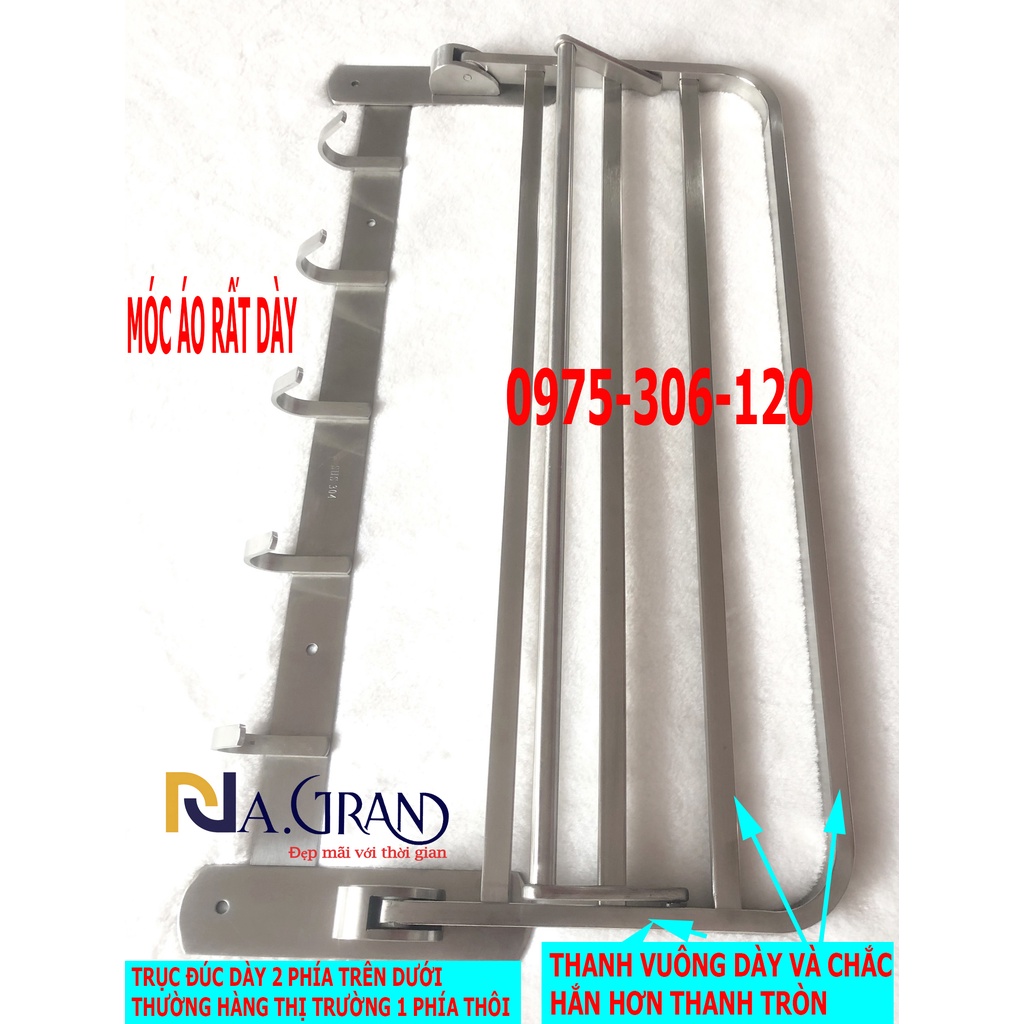 [GẬP LÊN GẬP XUỐNG ĐƯỢC TRỤC ĐÚC] Thanh Treo Khăn Gắn Tường Bằng inox 304 Cao Cấp MKT5 sáng bóng chống han gỉ