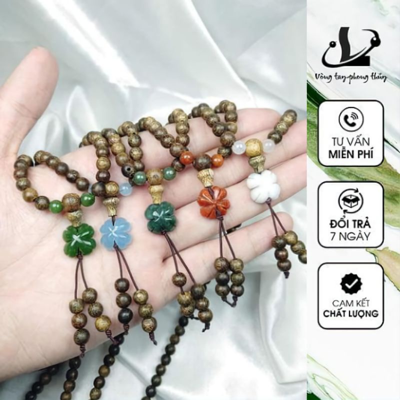 Chuỗi Vòng 108 Hạt Trầm Hương Mix Cỏ 4 Lá - N36 | BigBuy360 - bigbuy360.vn