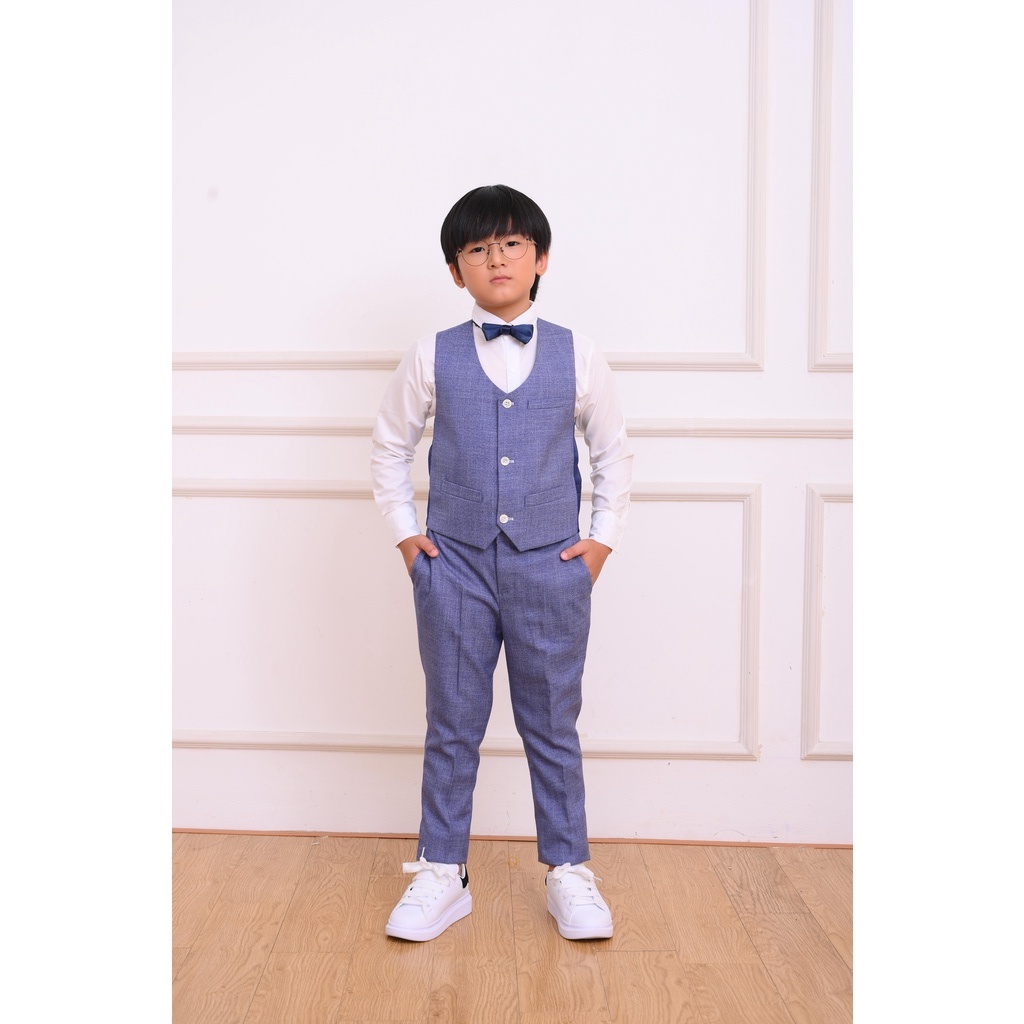Bộ vest bé trai màu xanh bò