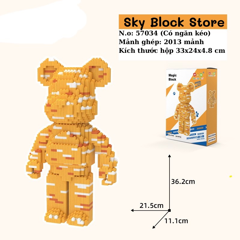 Đồ chơi lắp ráp, đồ chơi lắp ghép 3D mô hình bearbrick 36cm