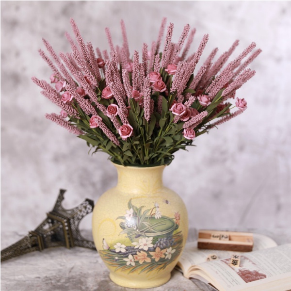 Hoa Giả - Hoa Oải Hương Giả 5 Nhánh Cao 38cm, Trang Trí Phòng Siêu Xinh.
