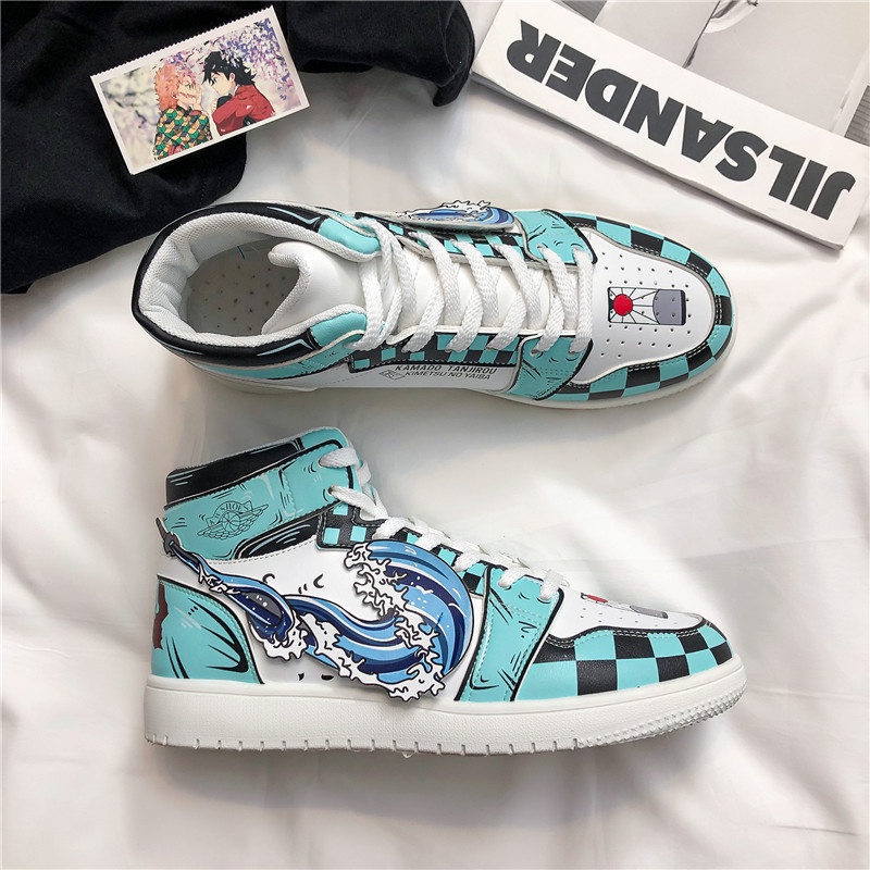 Giày Jordan cổ cao custom KIMETSU hàng trung cao cấp, Giày Jordan 1 high in hình anime cực đẹp nam nữ full box bill