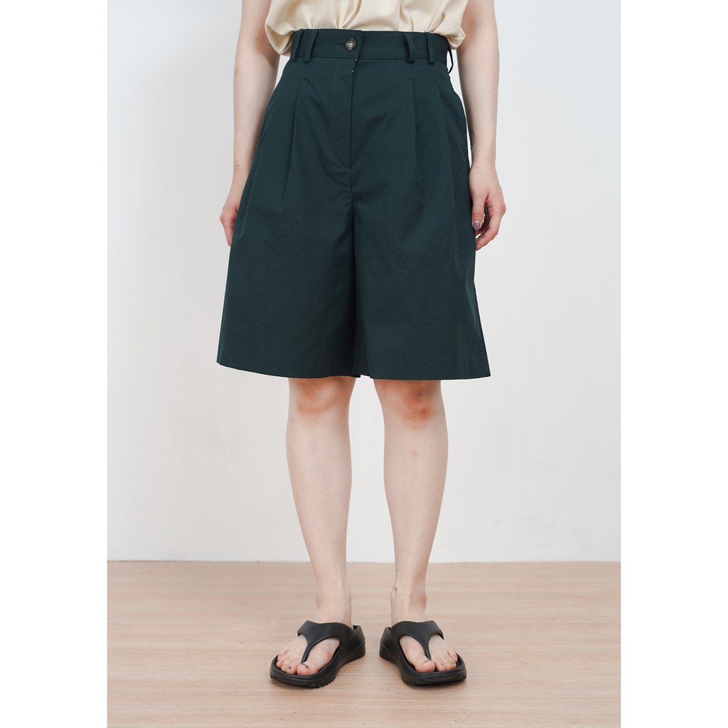 [gwilee] cotton bermuda pants - quần bermuda nữ / quần tây short cao cấp nữ màu xanh lá cây đậm