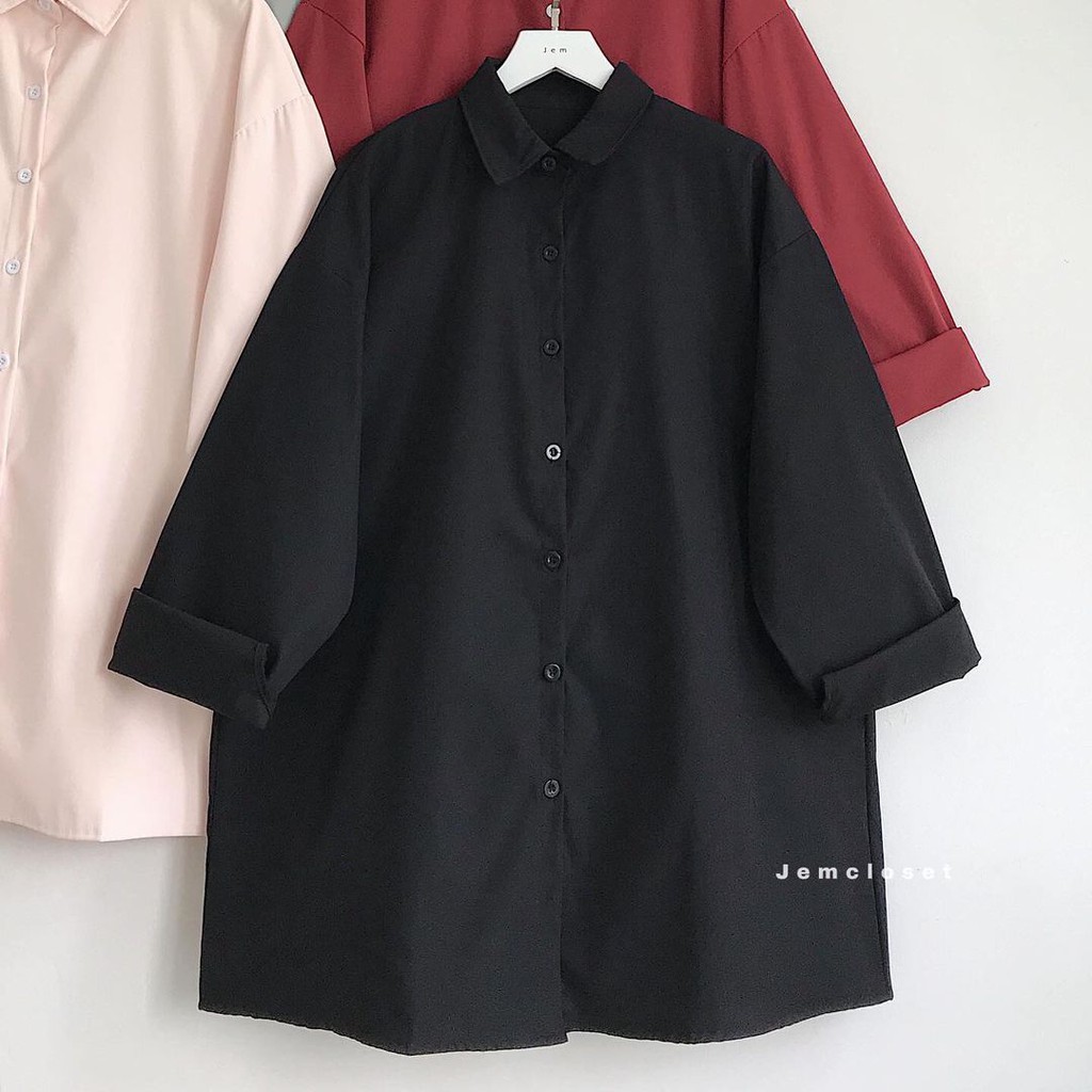 Áo Sơ Mi Nữ Đẹp Tay Lỡ Có Nhiều Màu Form Rộng Kiểu Bassic Đơn Giản Dễ Mặc Chani - 10016 JEMCLOSET