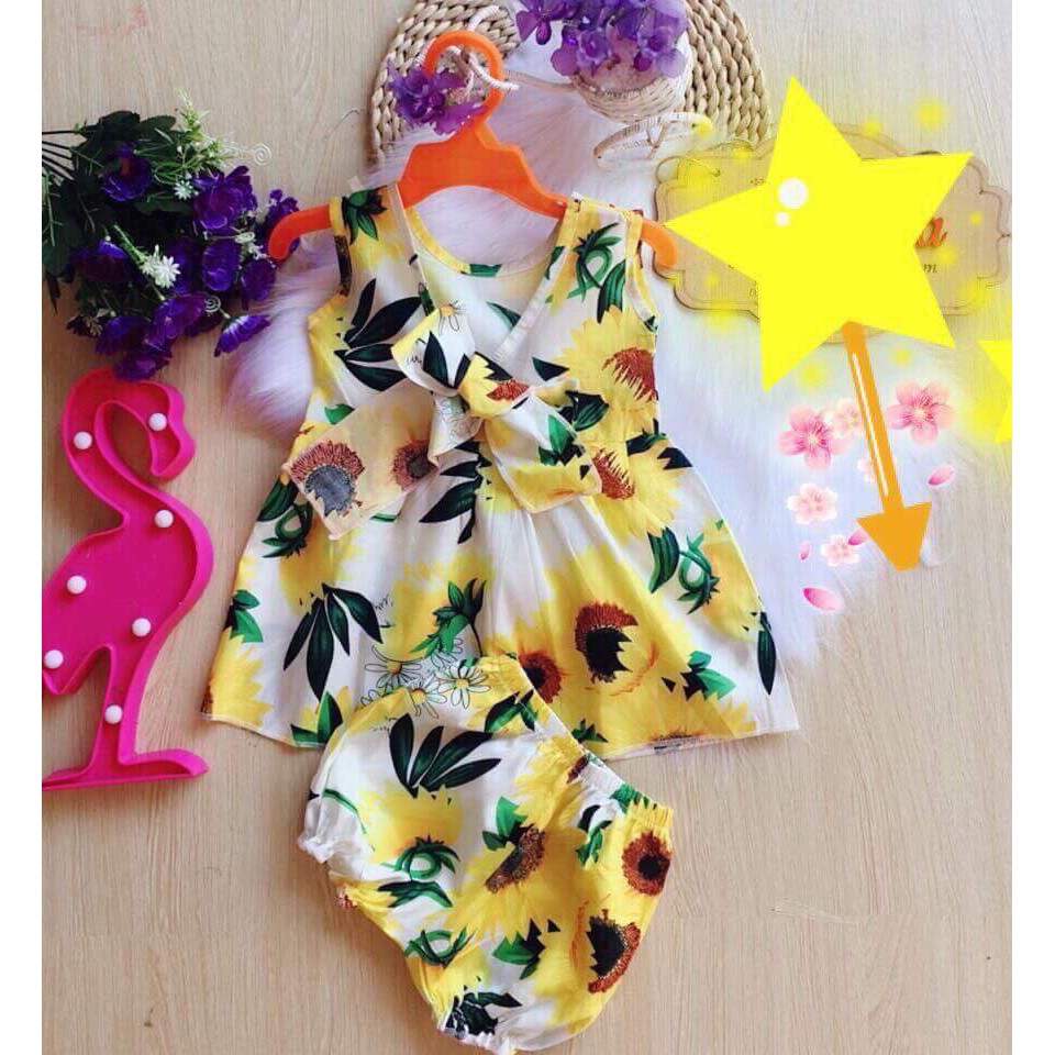Bộ váy thô lụa cho bé từ 7-15kg