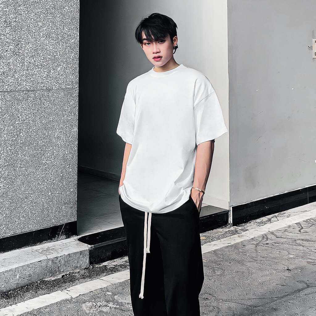 Quần Thun Trơn Unisex Chất Liệu 100% Cotton Form Suông Rộng Thoải Mái Phong Cách Đơn Giản