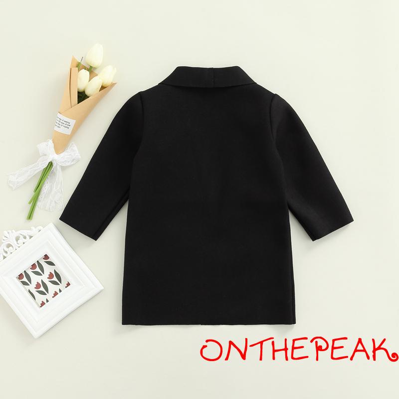 Áo khoác cardigan tay dài màu trơn có túi trước màu xanh lá/đen/nâu xinh xắn cho bé gái