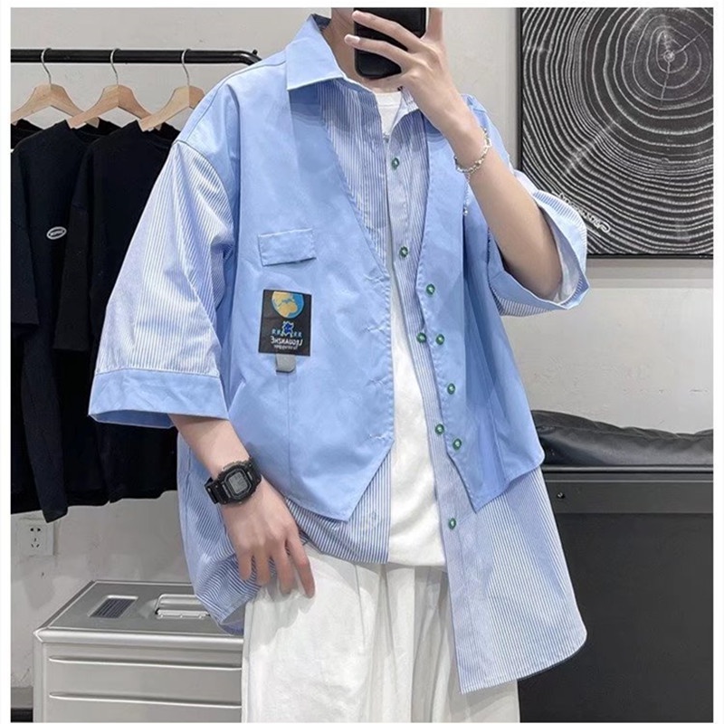 Áo Thun Giả Hai Mảnh Tay Ngắn Phong Cách Thời Trang Hàn Quốc Dành Cho Nam 2022