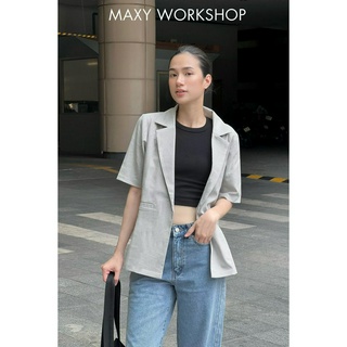 Áo blazer nữ ngắn tay có túi Short Trendy Blazer Creamy Check Maxy Workshop