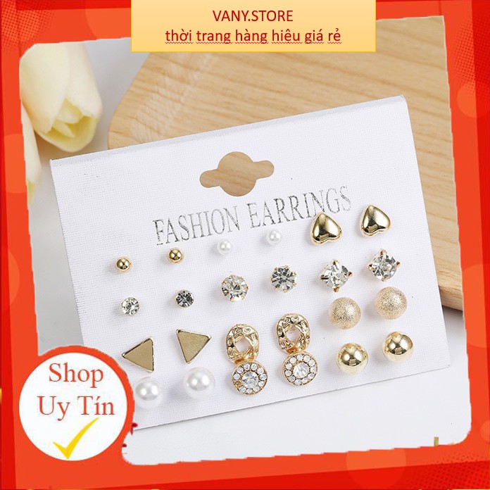 Sét 12 Đôi Bông Tai Nữ Đẹp❤️FREESHIP❤️khuyên tai nữ nhỏ xinh phong cách Hàn Quốc điệu đà đáng yêu mã 007
