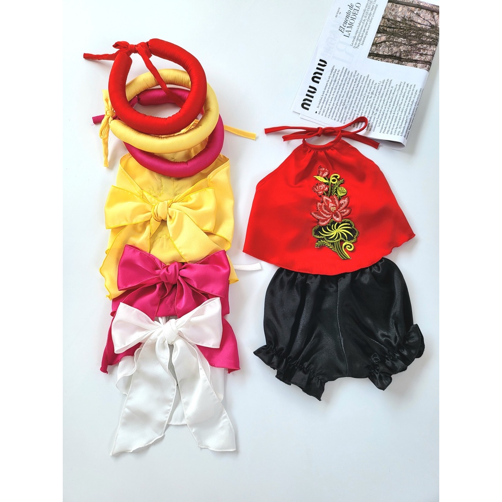 Yếm Đào Tết  màu đỏ cho bé gái ,bé sơ sinh từ  3-15kg