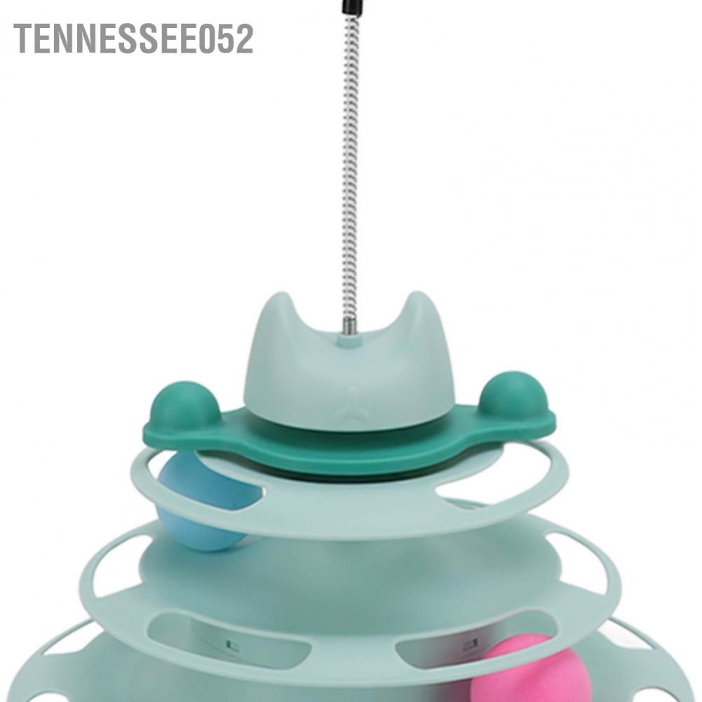 Tháp bóng lăn bàn xoay 4 tầng gắn thanh lông vũ thích hợp làm bài tập cho mèo vận động