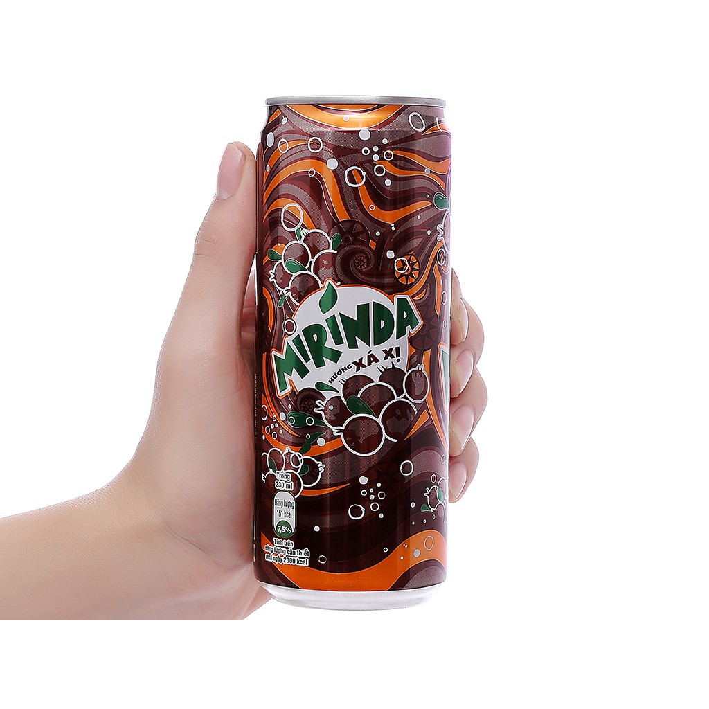 Lốc 6 lon nước ngọt Mirinda xá xị 330ml