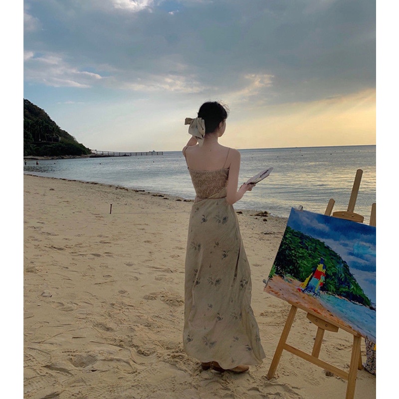 Đầm Hai Dây Dáng Dài In Hoa Thời Trang Mùa Hè Hàng Mới Dành Cho Bạn Nữ 2022