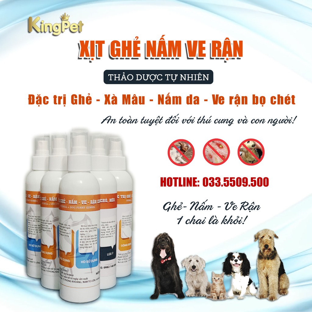Thuốc xịt ghẻ,nấm,ve rận cho cún mèo