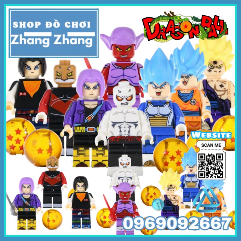 Đồ chơi Xếp hình 7 viên ngọc rồng Dragon Ball gồm Vegeta - Trunks - Son Goku - Jiren Toppo Minifigures Kopf KF6045