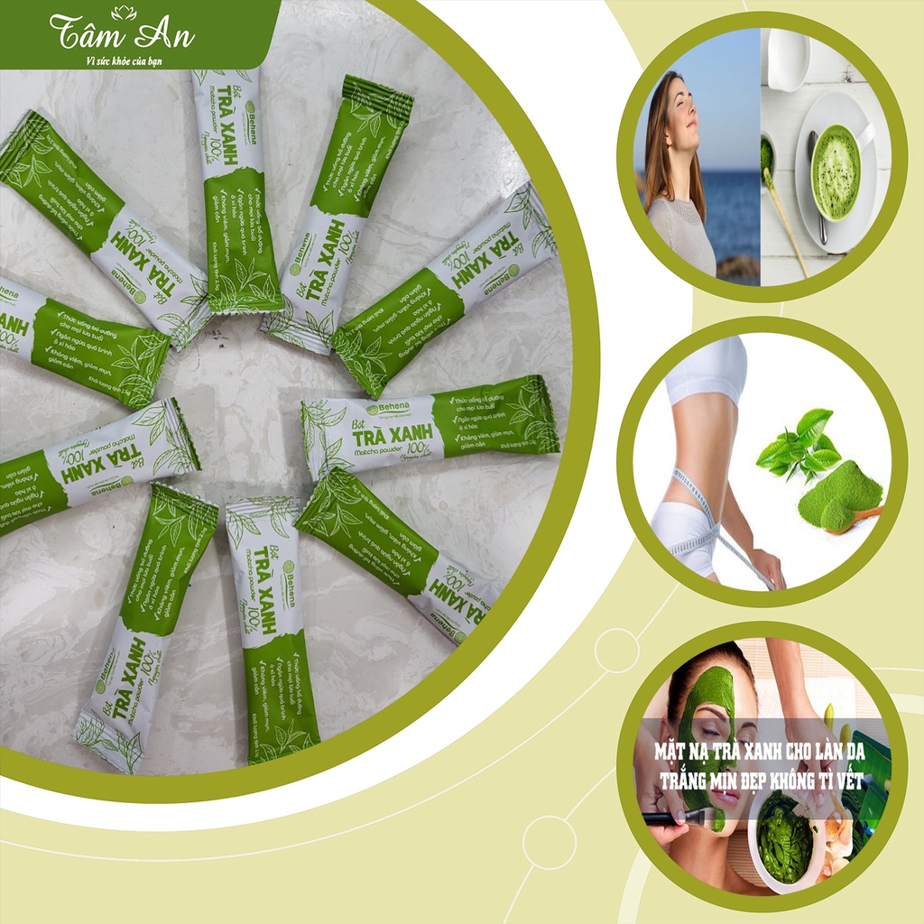 Matcha Nhật Bản-Bột Trà Xanh nguyên chất 100% Từ Công Nghệ Nhật Bản(túi 2.5g) giúp giảm cân hiệu quả, ngăn ngừa lão hóa