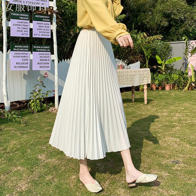 Váy nửa dài nữ xếp ly mùa xuân và hè eo cao một đường phồng trong siêu ngắnQ.A.Z.X.S.W.E.F.V.B.G.T.Y.H.N.M.J.U.I.