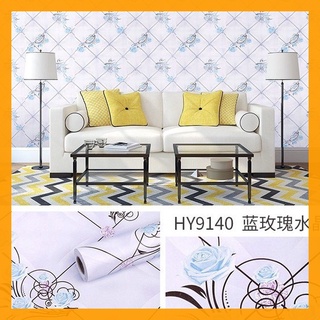 10M Giấy Dán Tường Hoa Hồng Xanh (dài 10m x rộng 45cm / cuộn) 6047-2, trang trí phòng ngủ.