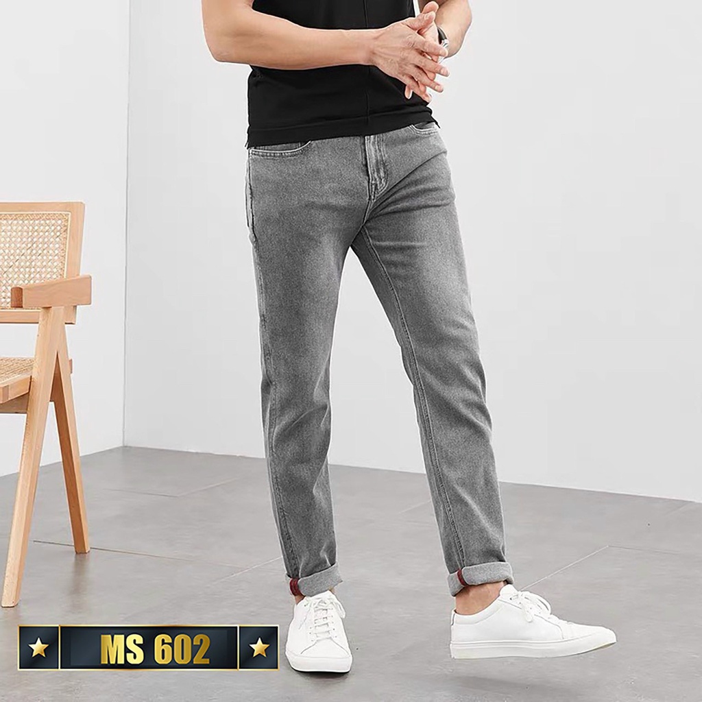 Quần jean nam co giãn 4 chiều, quần bò trơn dáng ôm chất vải cao cấp CAROLLSTORE MS602