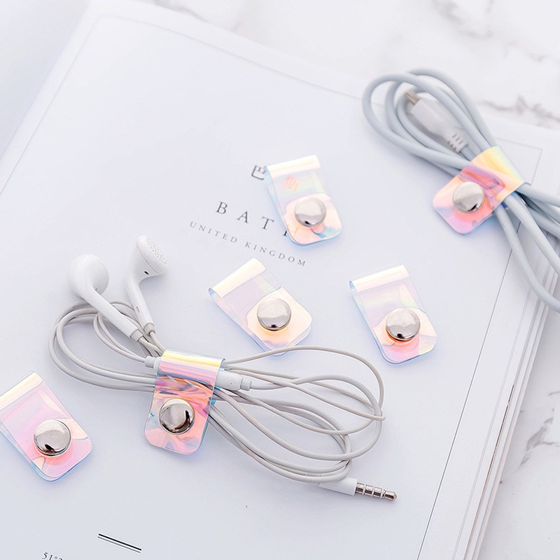 1 Dây Buộc Dây Cáp Tai Nghe Màu Laser Dễ Thương