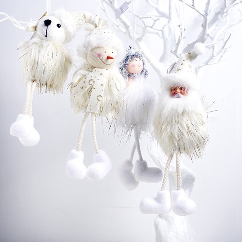 nuserw Christmas Cute White Angel Santa Claus Plush Dolls Christmas Tree Ornament Pendant Party Christmas Decoration For Home