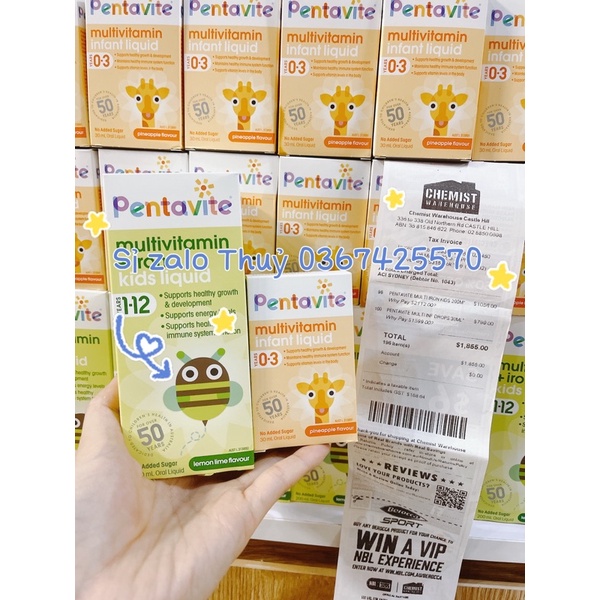 (Air ✈️ bill) Pentavite Vitamin tổng hợp cho bé từ sơ sinh của Úc(dùng được cho bé di ứng đạm bò)