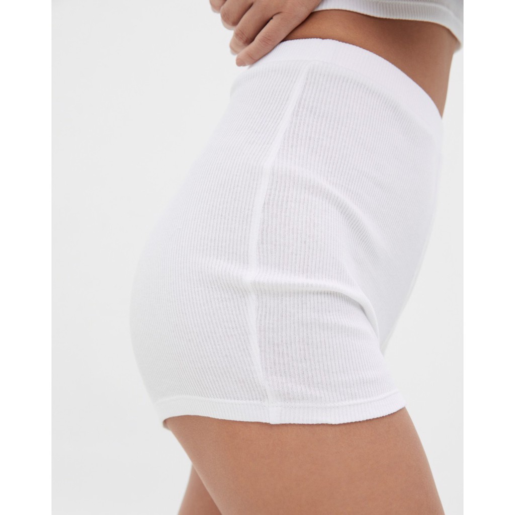 TheBlueTshirt - Quần Shorts Nữ Màu Trắng - Rib Cotton Boxer Shorts