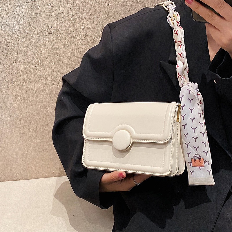 Túi đeo chéo JASMIN NOIR bằng da PU phối khăn choàng thời trang cho nữ