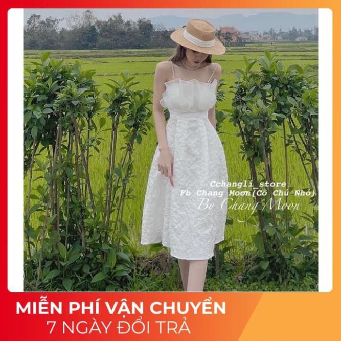 [ 𝐅𝐑𝐄𝐄 𝐒𝐇𝐈𝐏 ] VÁY TRẮNG XỐP SẦN THIẾT KẾ NGỰC PHỐI TƠ 2S NGỌC