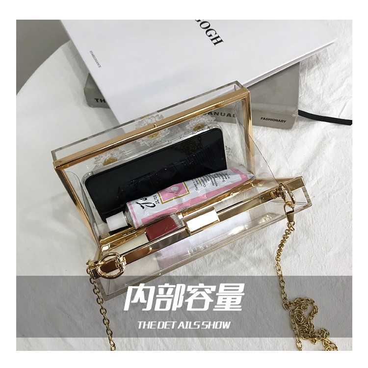 [Có Sẵn + Tặng kèm ví mini] Túi hộp trong suốt hoa cúc | BigBuy360 - bigbuy360.vn