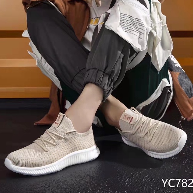 Giày thể thao nam QC ❤️FREESHIP❤️ Giày sneakers quai dệt buộc dây đế bằng siêu nhẹ YC782