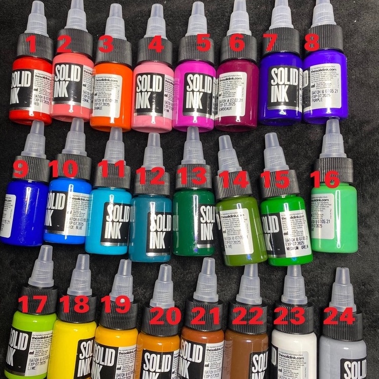 Mực xăm hình Solid Ink, mực màu xăm mini  màu đẹp dễ bám- 0,5oz