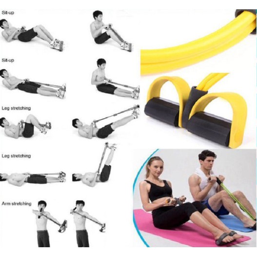 Dây Kéo Đàn Hồi 4 Ống Cao Su Tập Thể Dục, Dụng Cụ Tập Thể Dục Tại Nhà, Tập Gym Tại Nhà