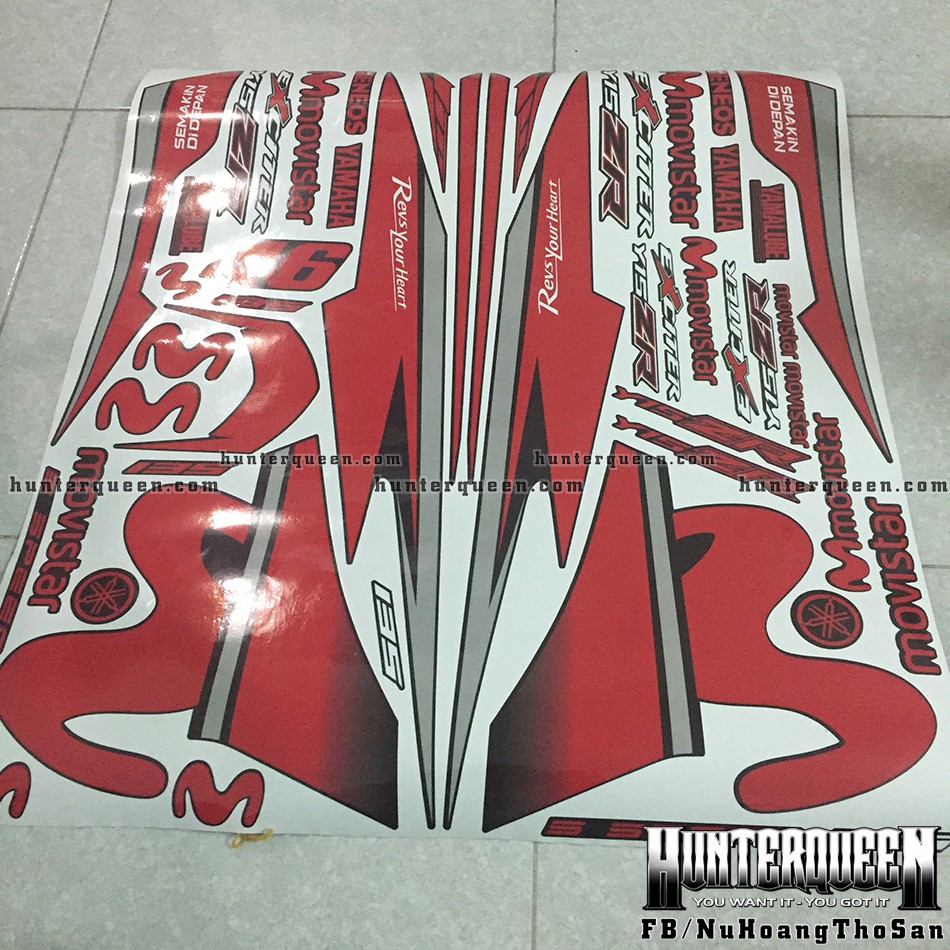 Tem rời Exciter 135 đời 2011-2014. Dán xe đen, tem đỏ bạc