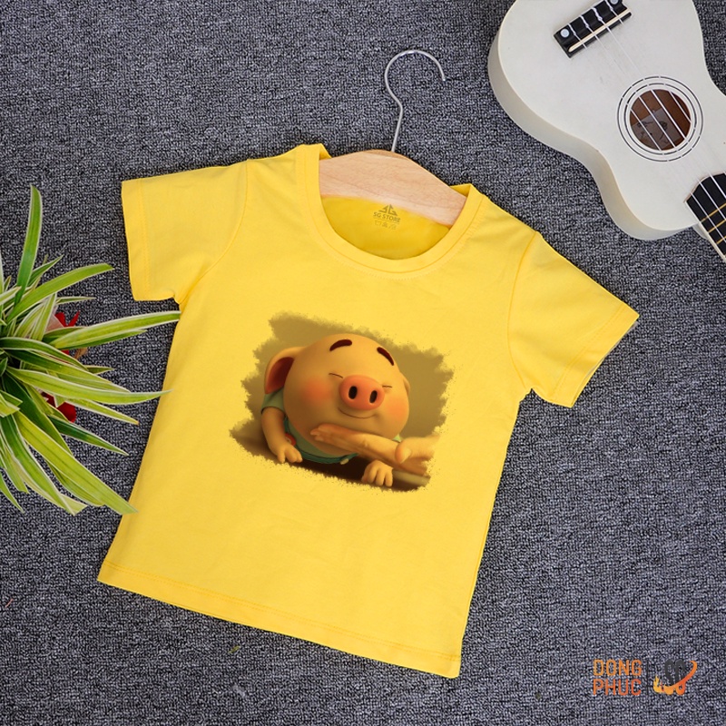 Áo trẻ em hình chú heo dễ thương thun cotton mềm mịn mát mẻ đủ size cho bé trai gái TE06 | SG