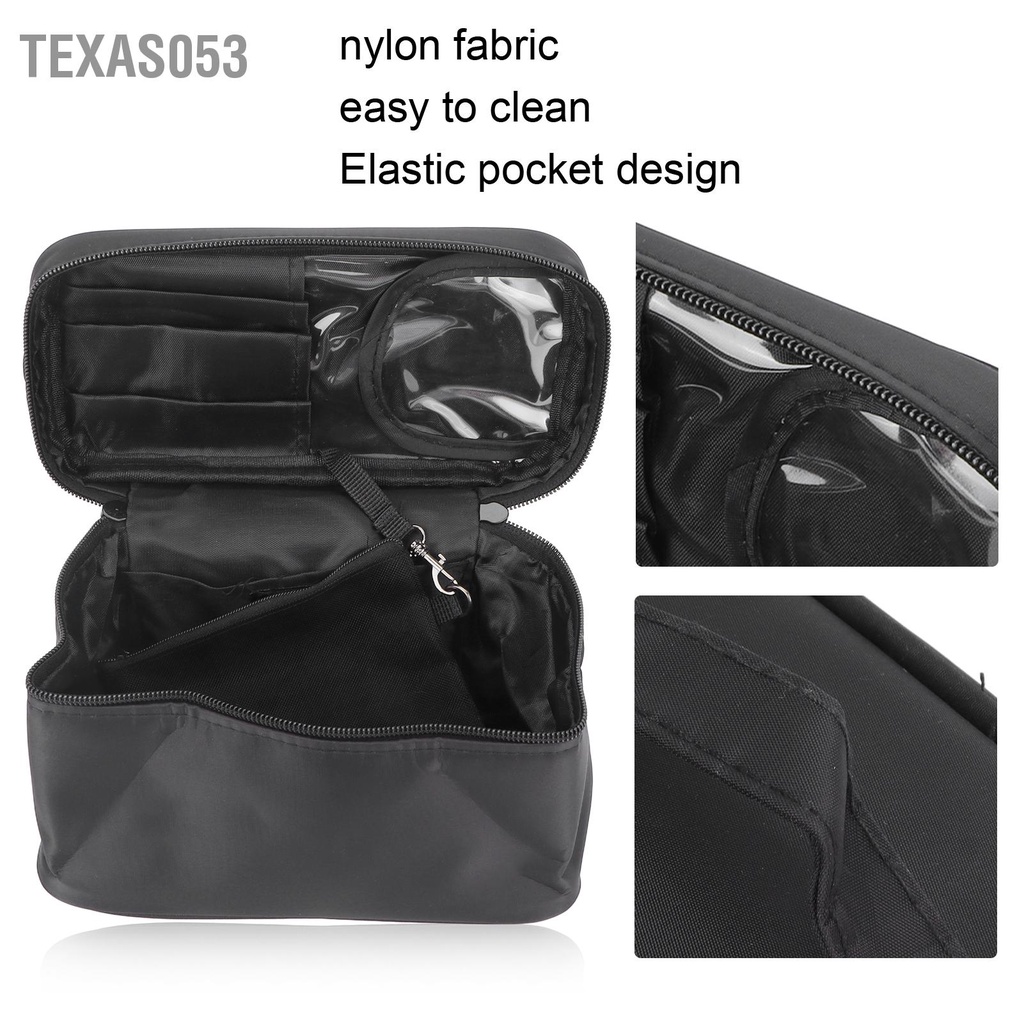 Túi Đựng Mỹ Phẩm Bằng Vải Nylon Co Giãn Màu Đen Sức Chứa Lớn