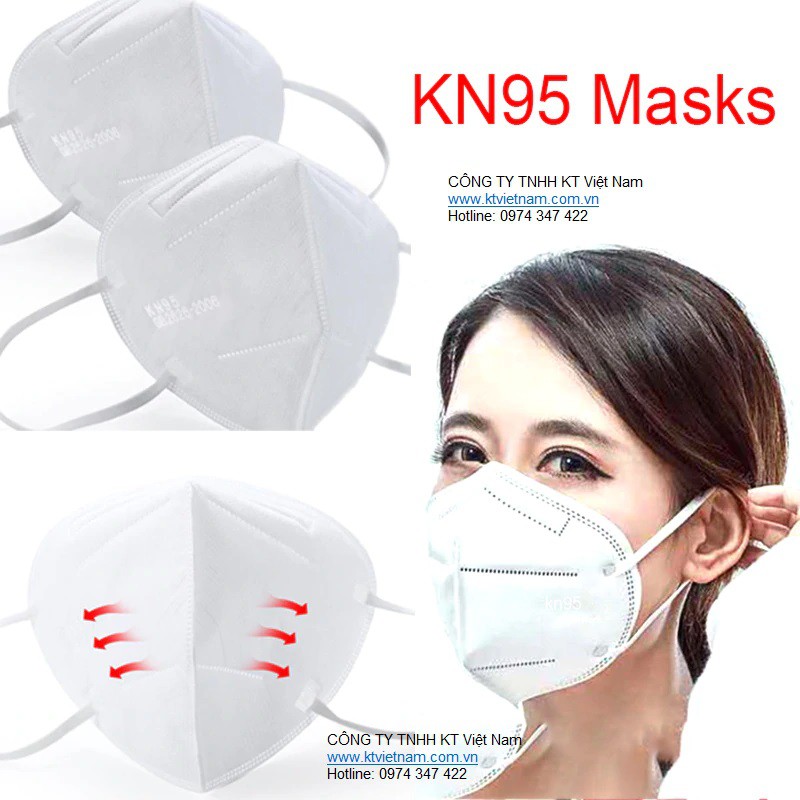 Khẩu trang N95 KN95 5 lớp chống bụi mịn PM2.5 sẵn hàng màu trắng