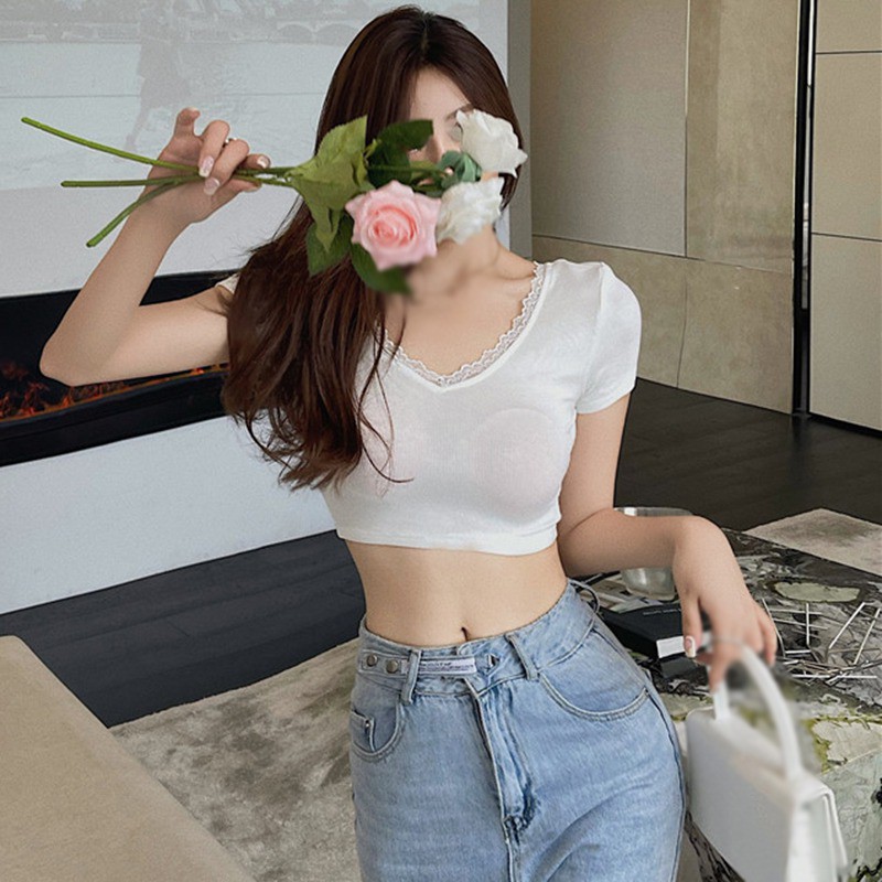 Áo Thun Tay Ngắn Cổ Chữ V Hở Lưng Thời Trang Cho Nữ