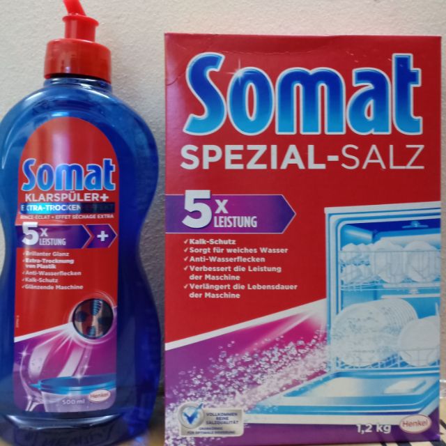 H9pj muối rửa bát Somat 1,2kg +chai nước làm bóng Somat 500 ml hàng Đức