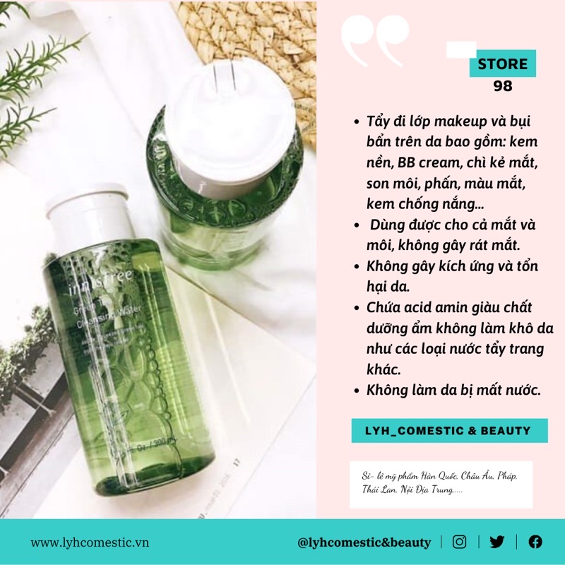 Nước tẩy trang Trà Xanh Innisfree Green Tea Cleansing Water 300ml | BigBuy360 - bigbuy360.vn