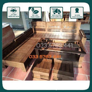 Ghế sofa gỗ sồi nga 100% mặt ngồi nan kích thước 2mx1m8 phù hợp sofa phòng khách chung cư