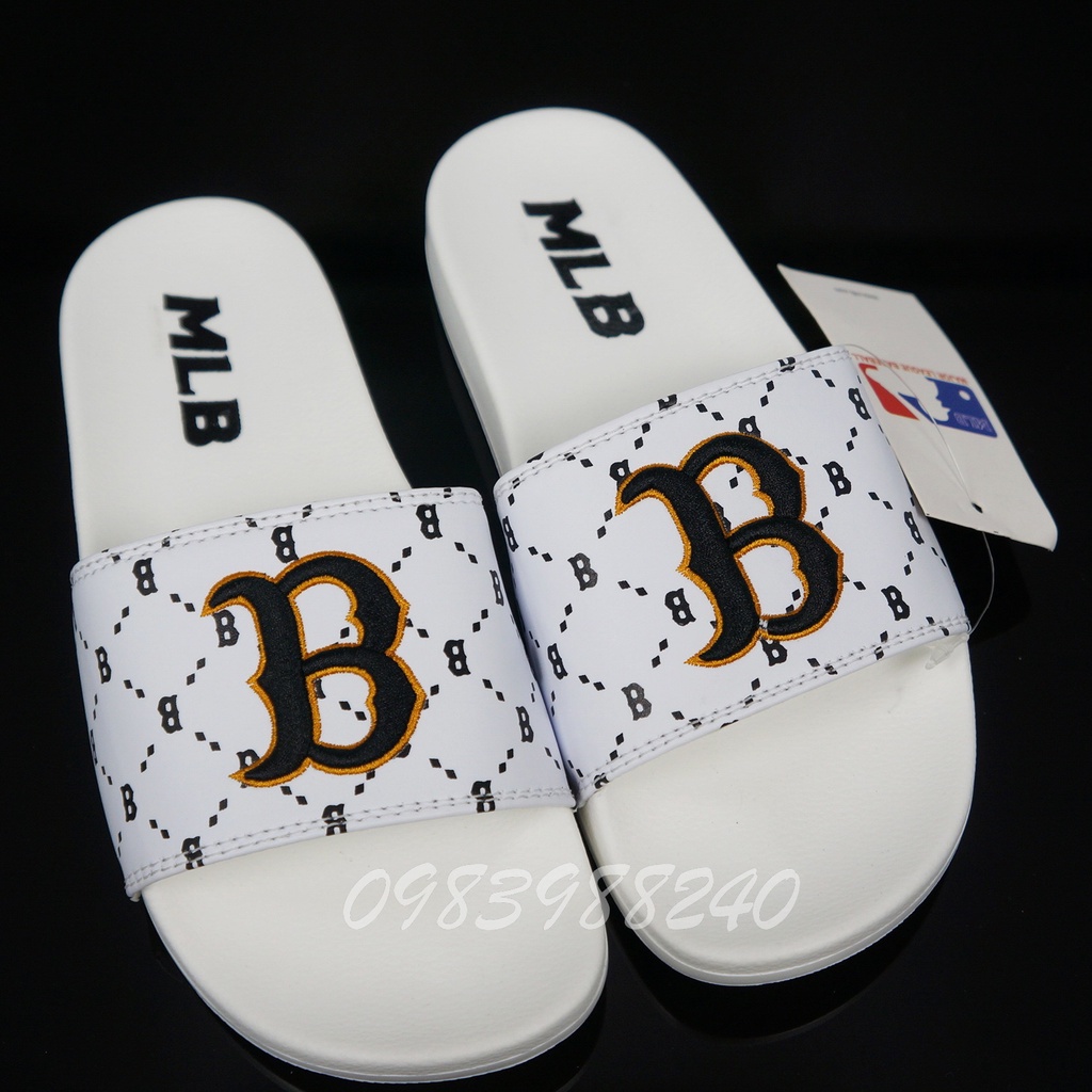 Dép MLB NY LA free ship + hộp hãng + bóng chày chữ thêu nổi NY-NY VNXK loại 1 hot trend quai ngang nam nữ. BH Slippers