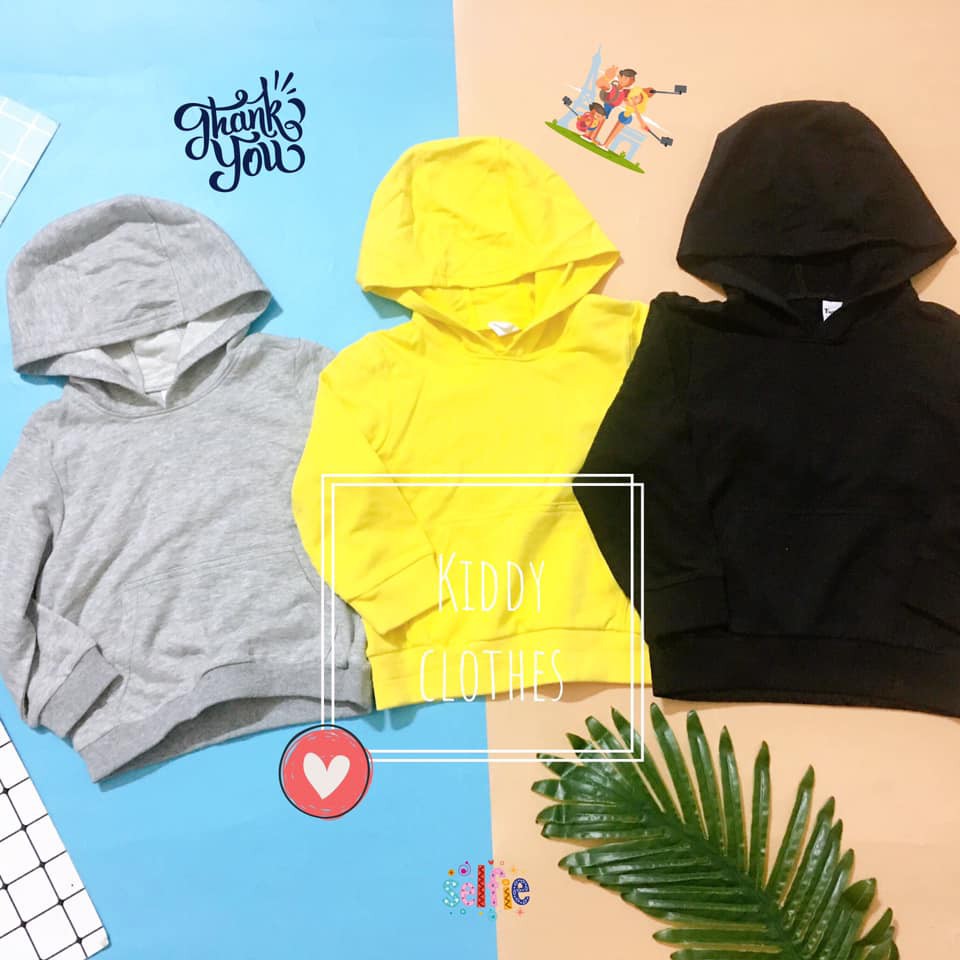 Áo cotton chui đầu liền nón bé trai 3 màu