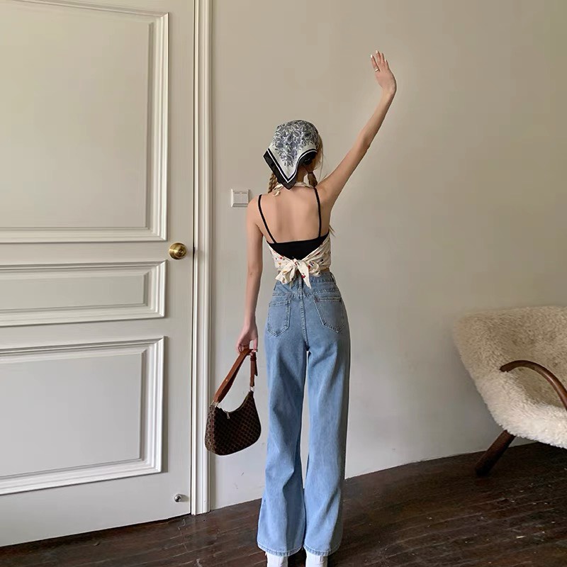 Quần jean lưng cao ống rộng, quần bò xuông Boin shop dáng baggy chuẩn from như hình kèm clip tại shop