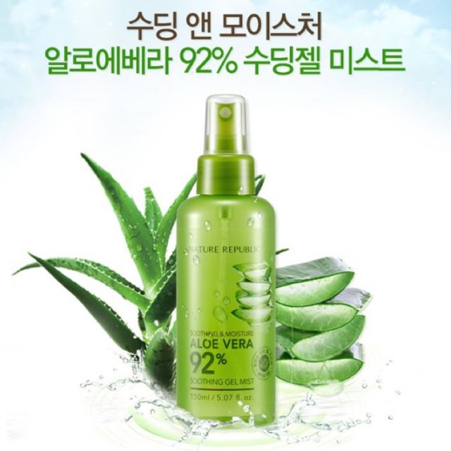 Xịt khoáng giải nhiệt cho da nha đam aloe vera 92%
